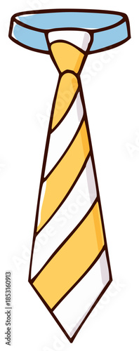 Vibrant yellow and white striped necktie cartoon illustration a cheerful fashion accessory for formal and business attire
