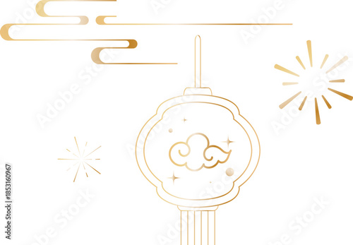 Chinese Cloud And Lantern Line Ornament