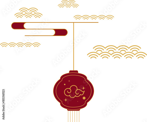 Chinese Lantern With Cloud Line Design