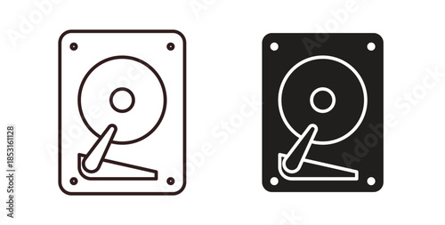 Hard Disk icons. thin line and glyph vector icons pack on white background
