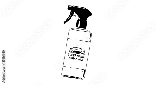 Cleaning spray bottle isolated on white background with trigger nozzle and clean, minimalist presentation.