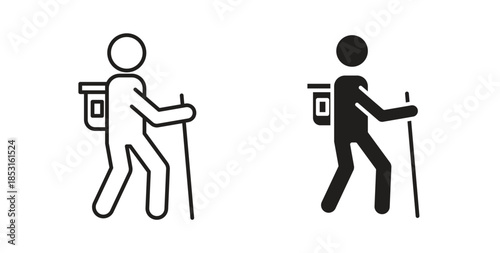 Hiking icons. thin line and glyph vector icons pack on white background