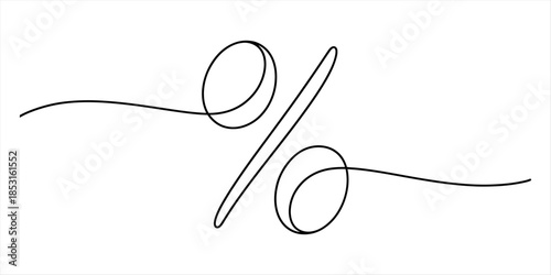 A continuous black line drawing of the percent sign Vector, illustration