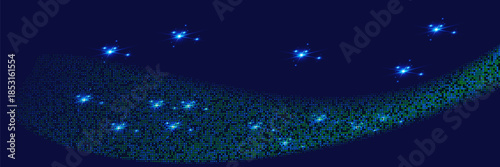 Dot  white blue pattern screen led light gradient texture background. Abstract  technology big data digital background. 3d rendering.