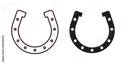 Horseshoe icons. thin line and glyph vector icons pack on white background