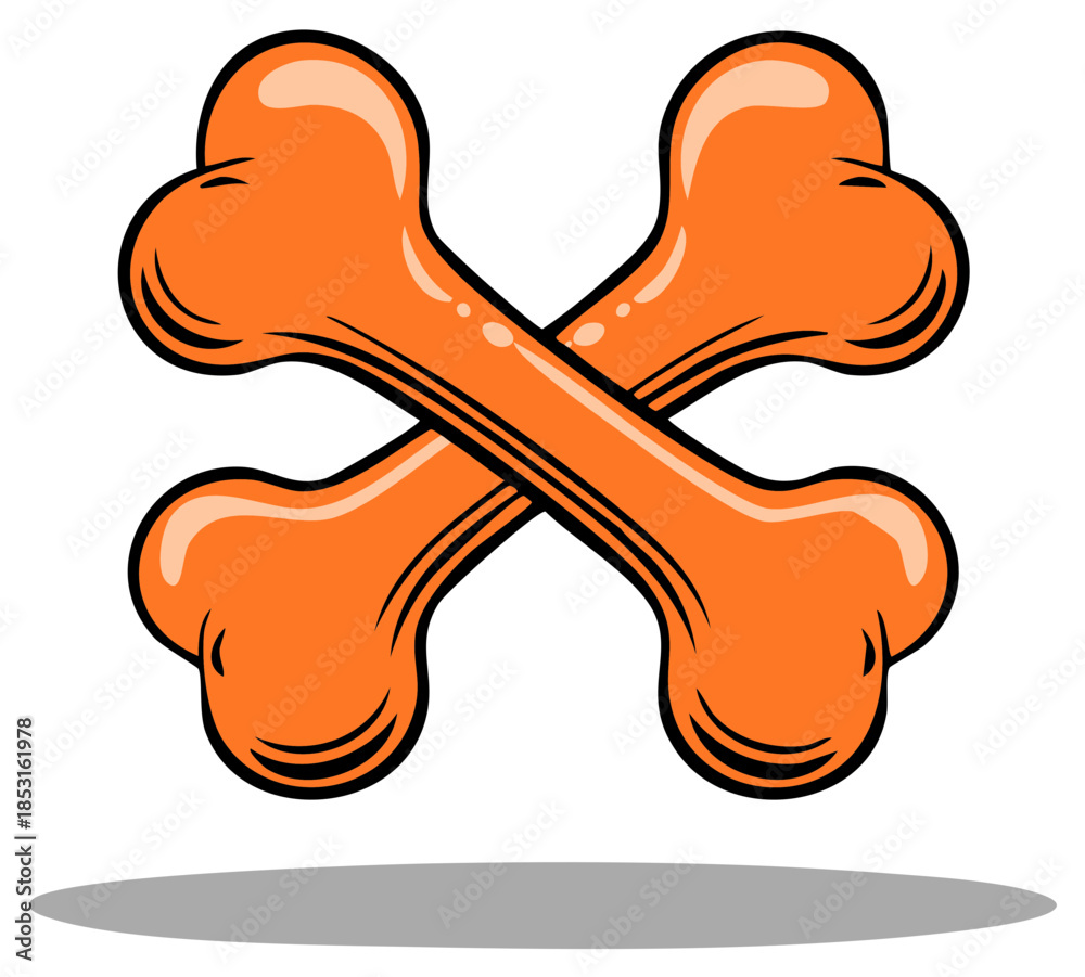 Fototapeta premium Orange Cartoon Bones Crossbones for Halloween Party or Pet Treat Illustration Isolated