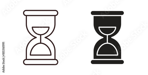 Hourglass icons. thin line and glyph vector icons pack on white background