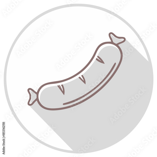 Stylized illustration of a single sausage with a long shadow