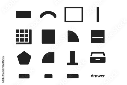 Frame icon wall shape tile subtle narrow drawer vector strip modern arc