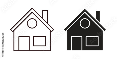 House icons. thin line and glyph vector icons pack on white background