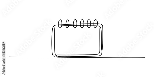 A simple line drawing of a blank calendar page with a spiral binding on a plain white background Vector, illustration