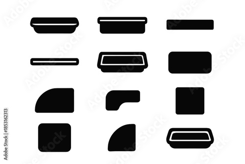 Icon narrow piece slab tray outline deep vector wall modern panel