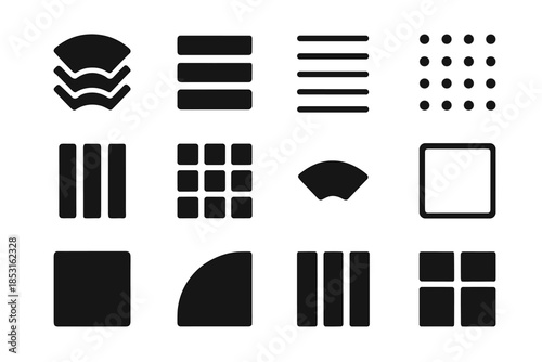 Bar segment organizational contour arc tiny vector modern icons stack icon row