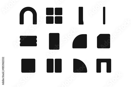 Arc icon shape slab entry vector smooth set room hallway corner