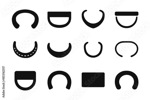 Band shape outline patch curve icon neckband segment vector bar unit grid