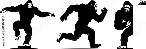 Bigfoot Silhouette Walking Pose Vector Illustration