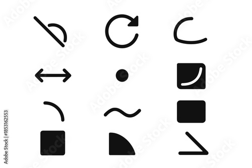 Icon vector gesture motion curve contour segment geometric arc action panel collection