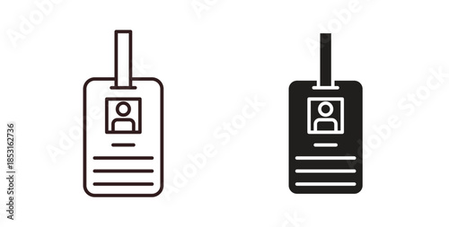 ID badge icons. thin line and glyph vector icons pack on white background