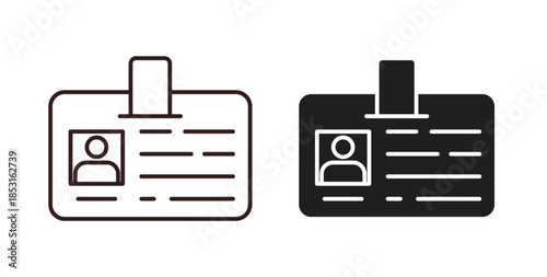 ID badge icons. thin line and glyph vector icons pack on white background