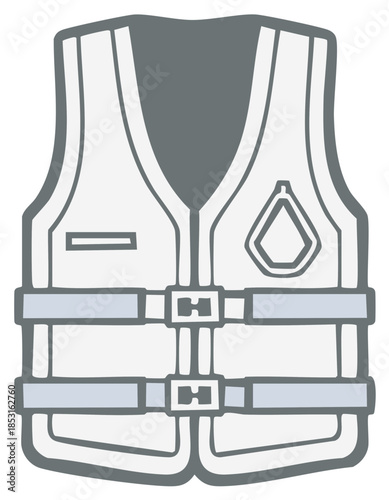 Simple life jacket vector illustration for water safety and boating