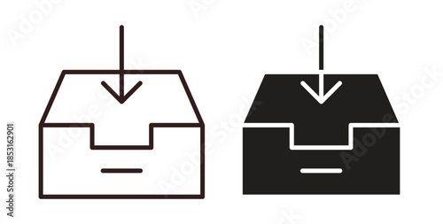 Inbox icons. thin line and glyph vector icons pack on white background