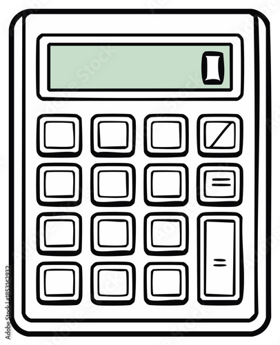 Simple Isolated Calculator for Math and Finance Calculations in Outlined Black and White