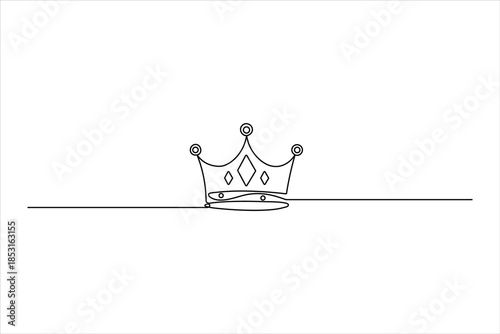 Continuous line drawing of a king's crown for a minimalist logo