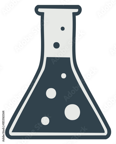 Laboratory flask containing a liquid with bubbles, a simple science concept for experiment, analysis, research, chemistry, vector illustration
