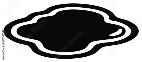 Organic black puddle or spilled liquid icon with a crisp white edge