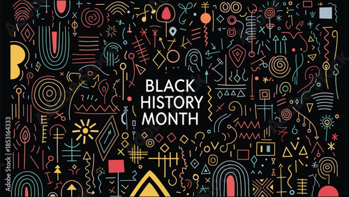 Black History Month Abstract Pattern Set. Modern African Culture Line Art