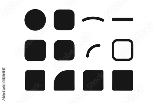 Tiny modern strip slab curve tile grid notch vector smooth icon pan