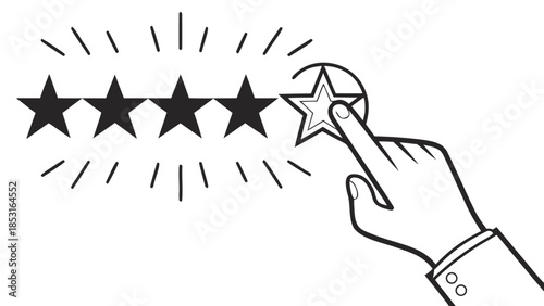 Vector illustration a hand rating with five stars on a