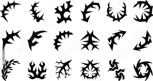 Thorn Branch and Spiky Vine Silhouette Vector Set