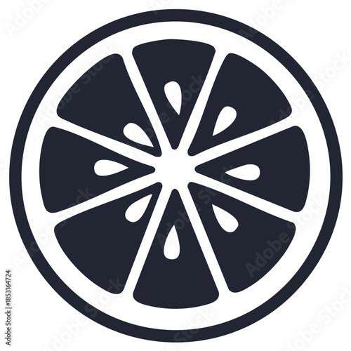 Dark Silhouette of a Fresh Citrus Fruit Slice with Juicy Segments