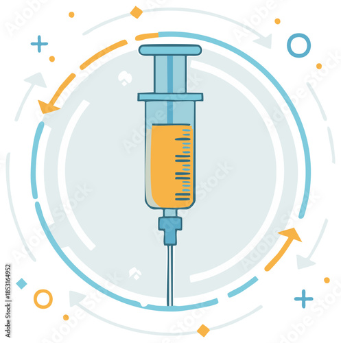 Medical Syringe Icon for Vaccination Cycle and Immunization Program Concept