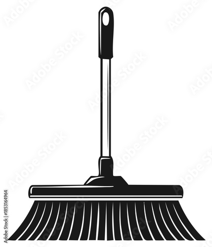 Black and White Broom Illustration Icon Symbol Sign Cleaning Tool Equipment