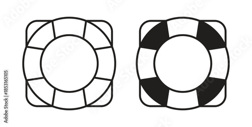 Life buoy icons. thin line and glyph vector icons pack on white background