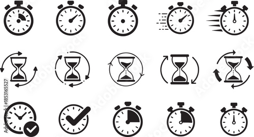 Timers icon set on transparent background. Stopwatch symbol. countdown Timer vector illustration