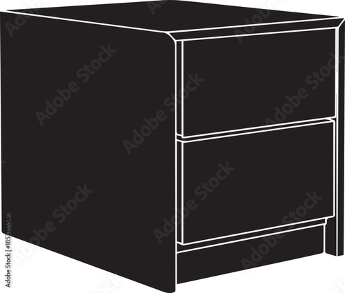 Black bedside table with transparency for bedroom and nightstand