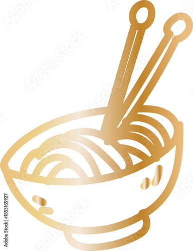 Noodle Bowl Hand Drawn Line Drawing