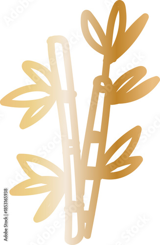 Bamboo Leaf Branch Hand Drawn Line Art