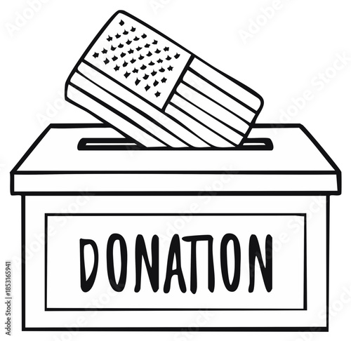 US Flag ballot going into a donation box concept