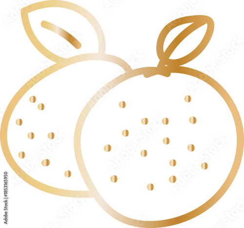 Lucky Peach Fruit Hand Drawn Line Icon