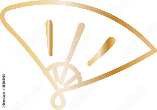 Chinese Folding Fan Hand Drawn Line Art