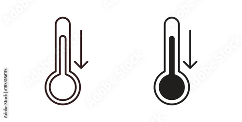 Low Temperature icons. thin line and glyph vector icons pack on white background