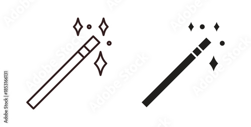 Magic wand icons. thin line and glyph vector icons pack on white background