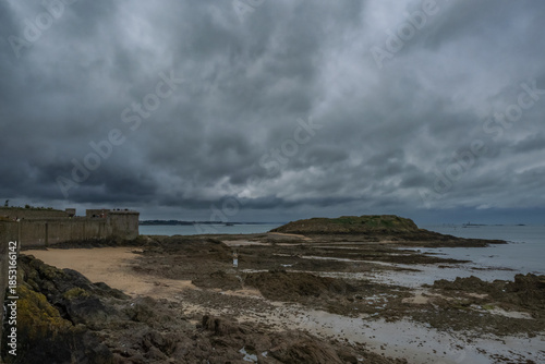 Saint-Malo beach during low tide in Bretagne