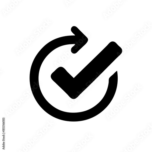 Checkmark in a circular arrow
