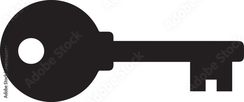 Door key black silhouette open security access flat icon and design