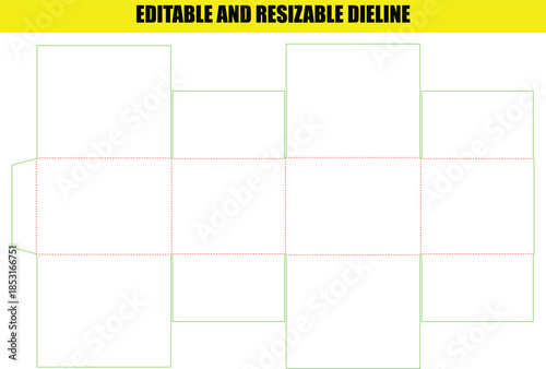 Editable and Resizable Dieline Template for Packaging Box Design Structure